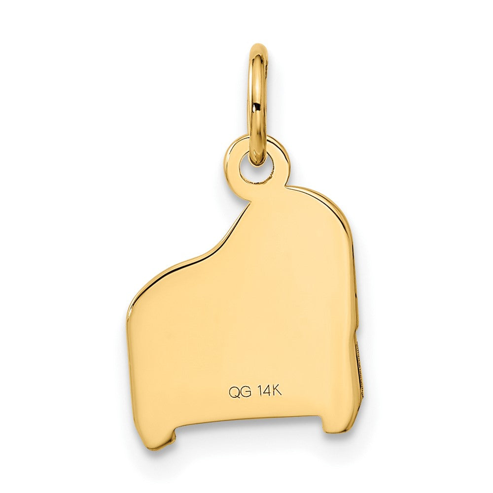 Alternate view of the 14k Yellow Gold Baby Grand Piano Charm by The Black Bow Jewelry Co.