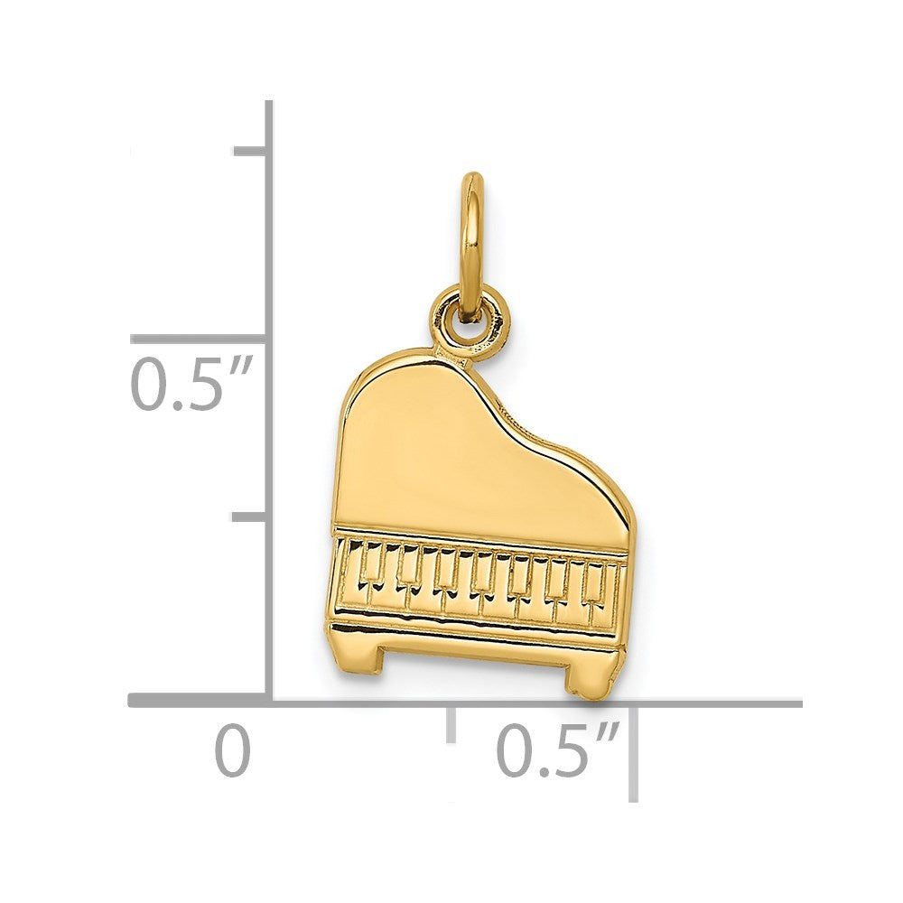 Alternate view of the 14k Yellow Gold Baby Grand Piano Charm by The Black Bow Jewelry Co.