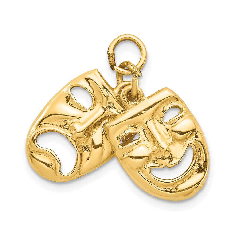 14k Yellow Gold Comedy and Tragedy Pendant, Item P11189 by The Black Bow Jewelry Co.