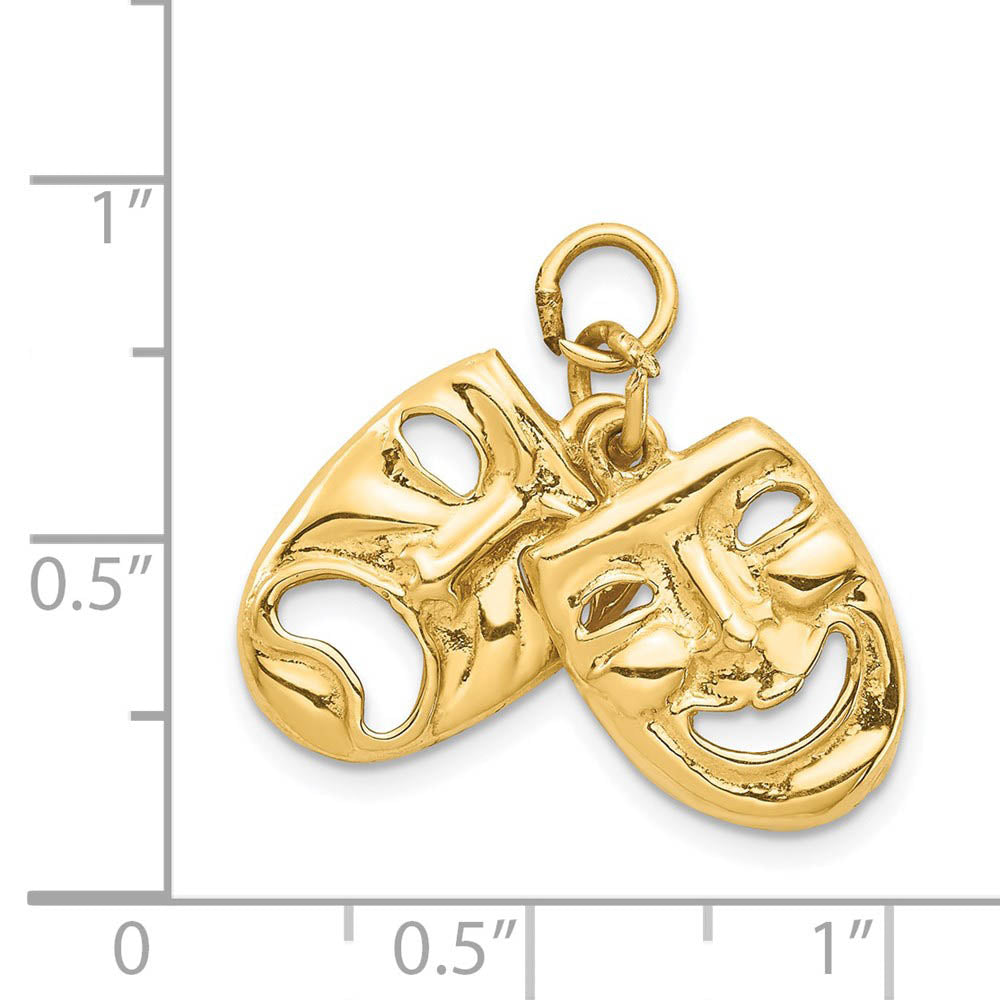 Alternate view of the 14k Yellow Gold Comedy and Tragedy Pendant by The Black Bow Jewelry Co.