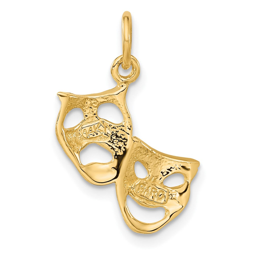 Alternate view of the 14k Yellow Gold Satin Diamond Cut Comedy and Tragedy Mask Charm by The Black Bow Jewelry Co.