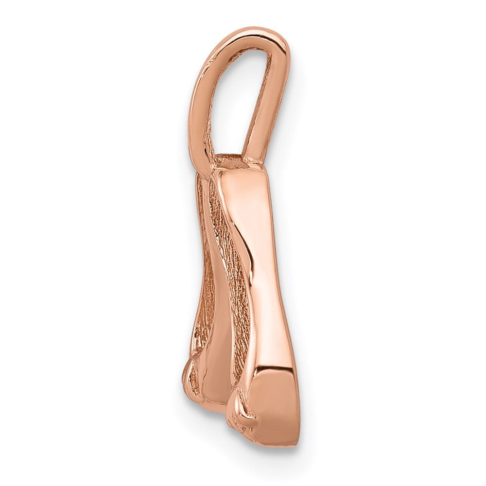 Alternate view of the 14k Rose Gold Petite 3D Ballet Slippers Pendant by The Black Bow Jewelry Co.