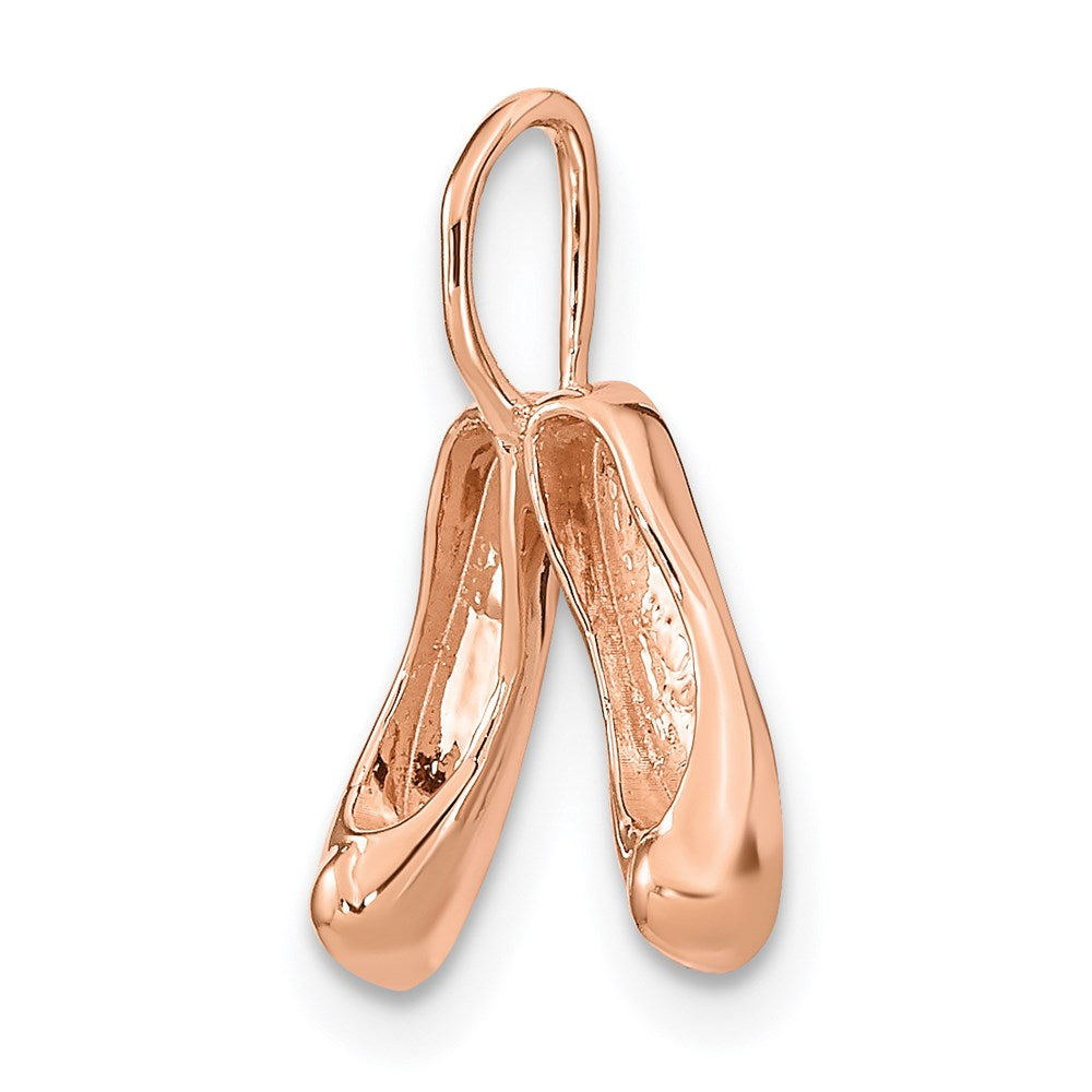 Alternate view of the 14k Rose Gold Petite 3D Ballet Slippers Pendant by The Black Bow Jewelry Co.