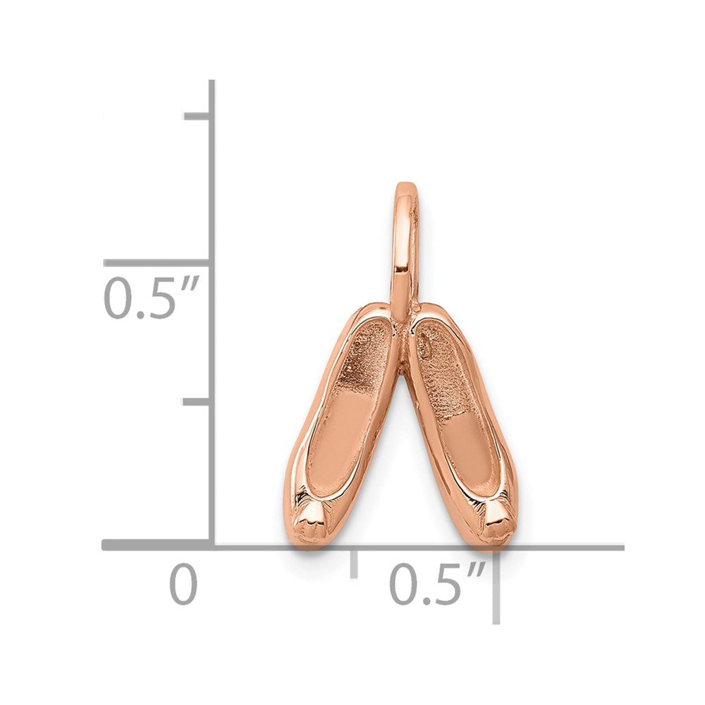 Alternate view of the 14k Rose Gold Petite 3D Ballet Slippers Pendant by The Black Bow Jewelry Co.