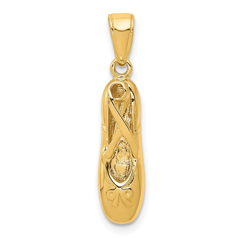 14k Yellow Gold 3D Ballet Slipper Pendant, Item P11206 by The Black Bow Jewelry Co.