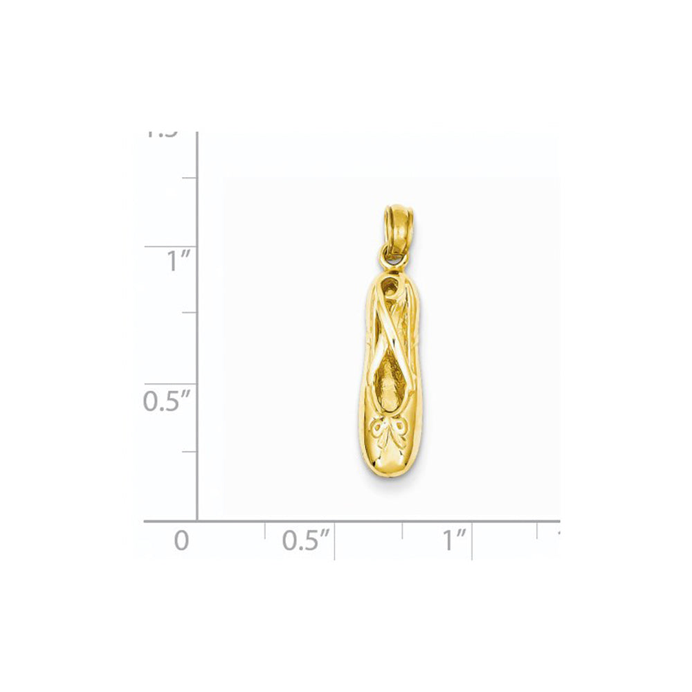 Alternate view of the 14k Yellow Gold 3D Ballet Slipper Pendant by The Black Bow Jewelry Co.