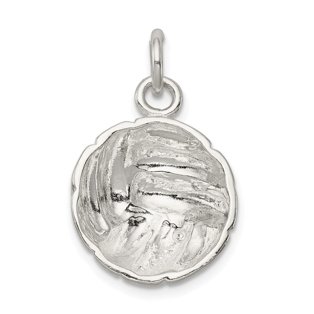 Alternate view of the Sterling Silver Polished Volleyball Pendant, 15mm by The Black Bow Jewelry Co.