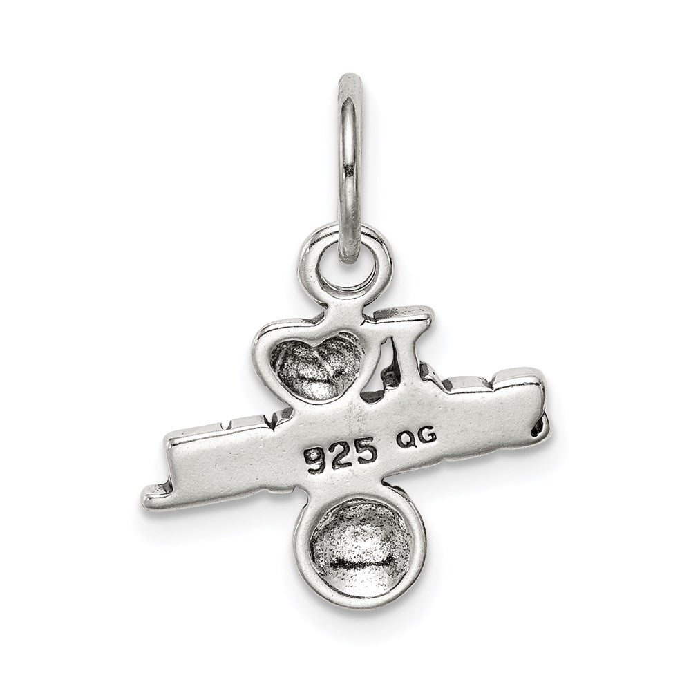 Alternate view of the Sterling Silver Antiqued I Heart Softball Script Charm by The Black Bow Jewelry Co.