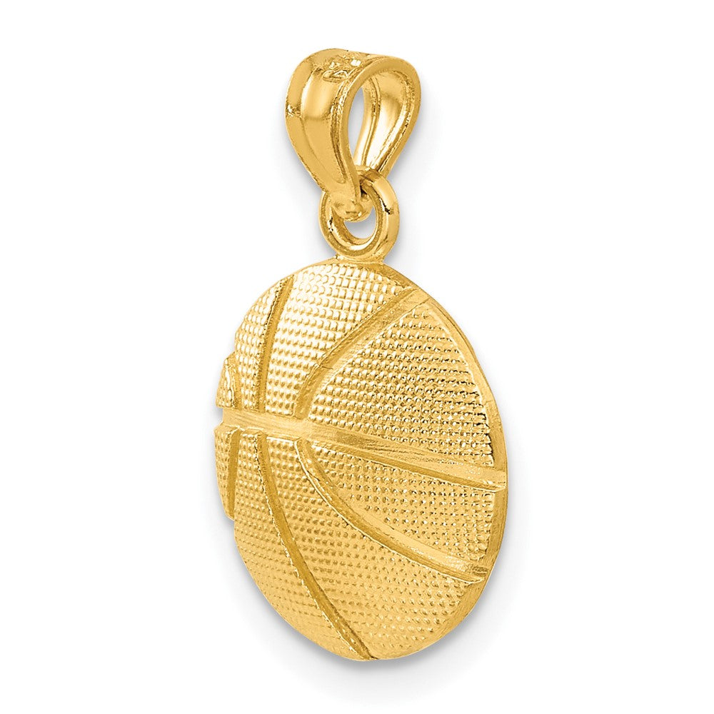 Alternate view of the 14k Yellow Gold Satin and Textured Basketball Pendant, 13mm by The Black Bow Jewelry Co.