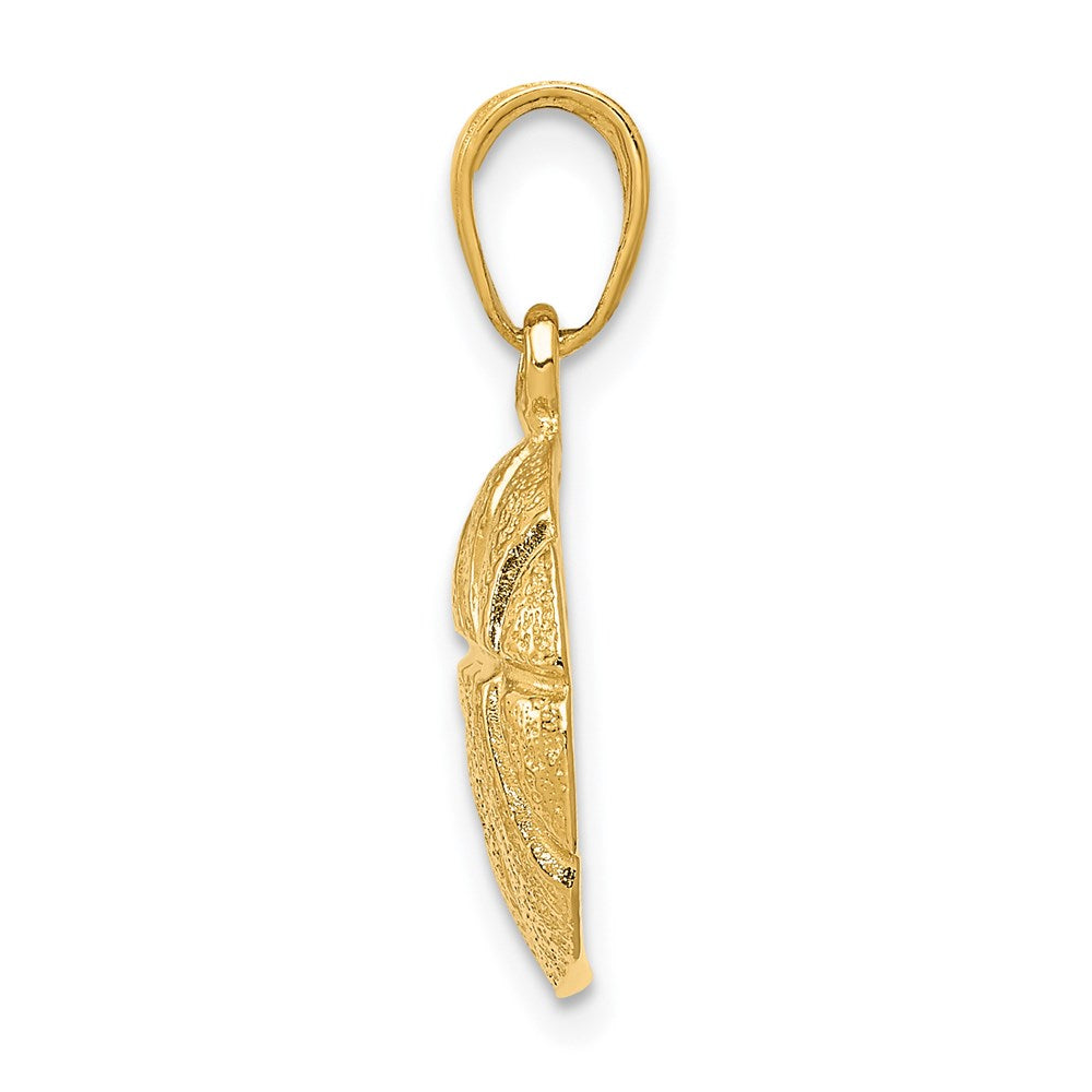 Alternate view of the 14k Yellow Gold Polished and Textured Basketball Pendant, 14mm by The Black Bow Jewelry Co.