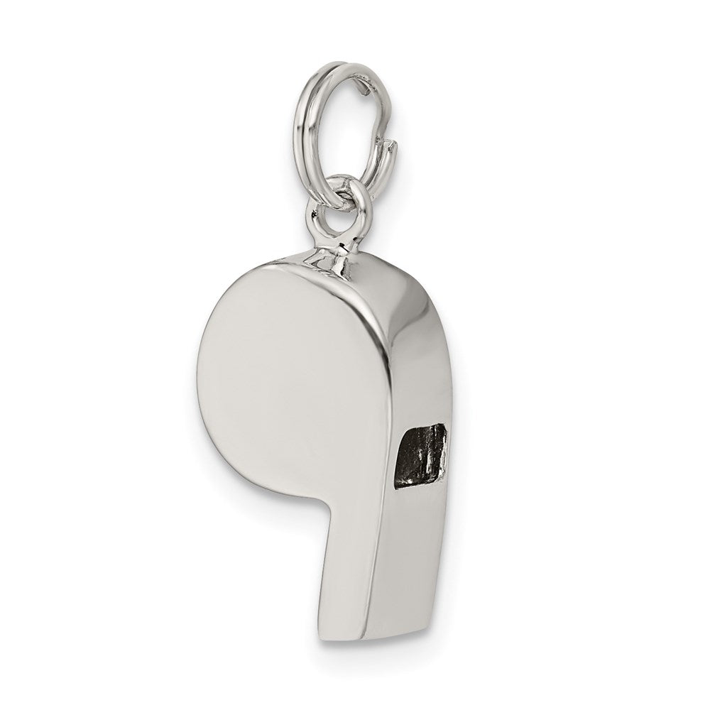 Alternate view of the Sterling Silver 3D Sports Whistle Pendant by The Black Bow Jewelry Co.