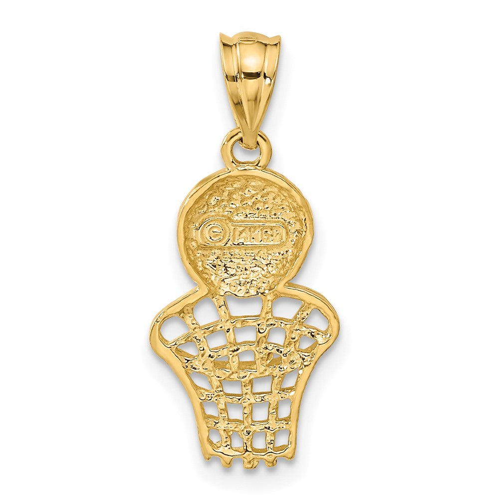 Alternate view of the 14k Yellow Gold Basketball and Net Pendant by The Black Bow Jewelry Co.