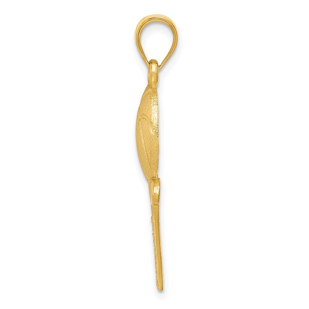Alternate view of the 14k Yellow Gold Satin & Diamond Cut Basketball and Net Pendant by The Black Bow Jewelry Co.