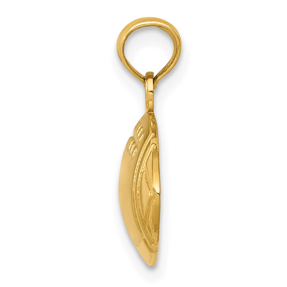 Alternate view of the 14k Yellow Gold Football Profile Pendant, 18mm by The Black Bow Jewelry Co.