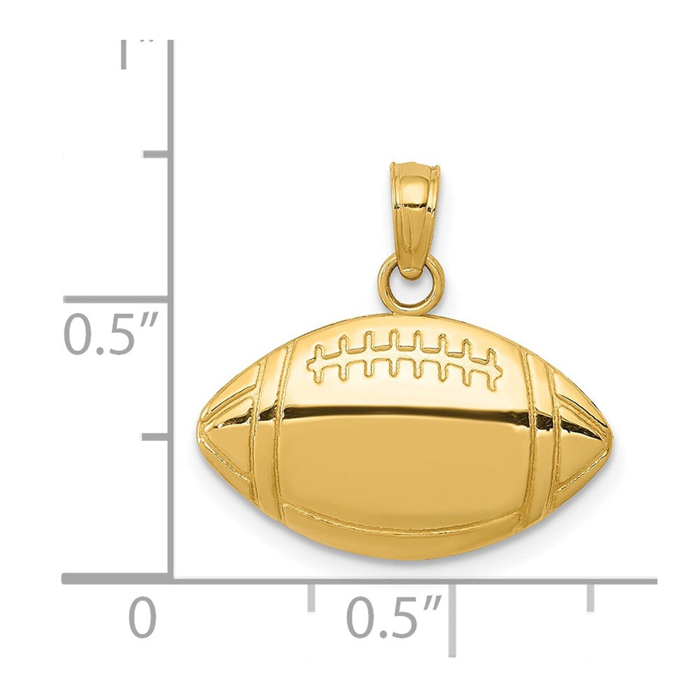 Alternate view of the 14k Yellow Gold Football Profile Pendant, 18mm by The Black Bow Jewelry Co.