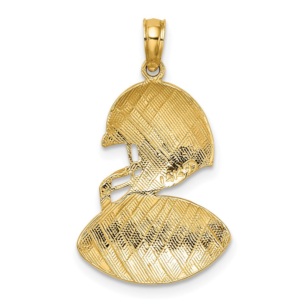 Alternate view of the 14k Yellow Gold Football and Helmet Pendant by The Black Bow Jewelry Co.