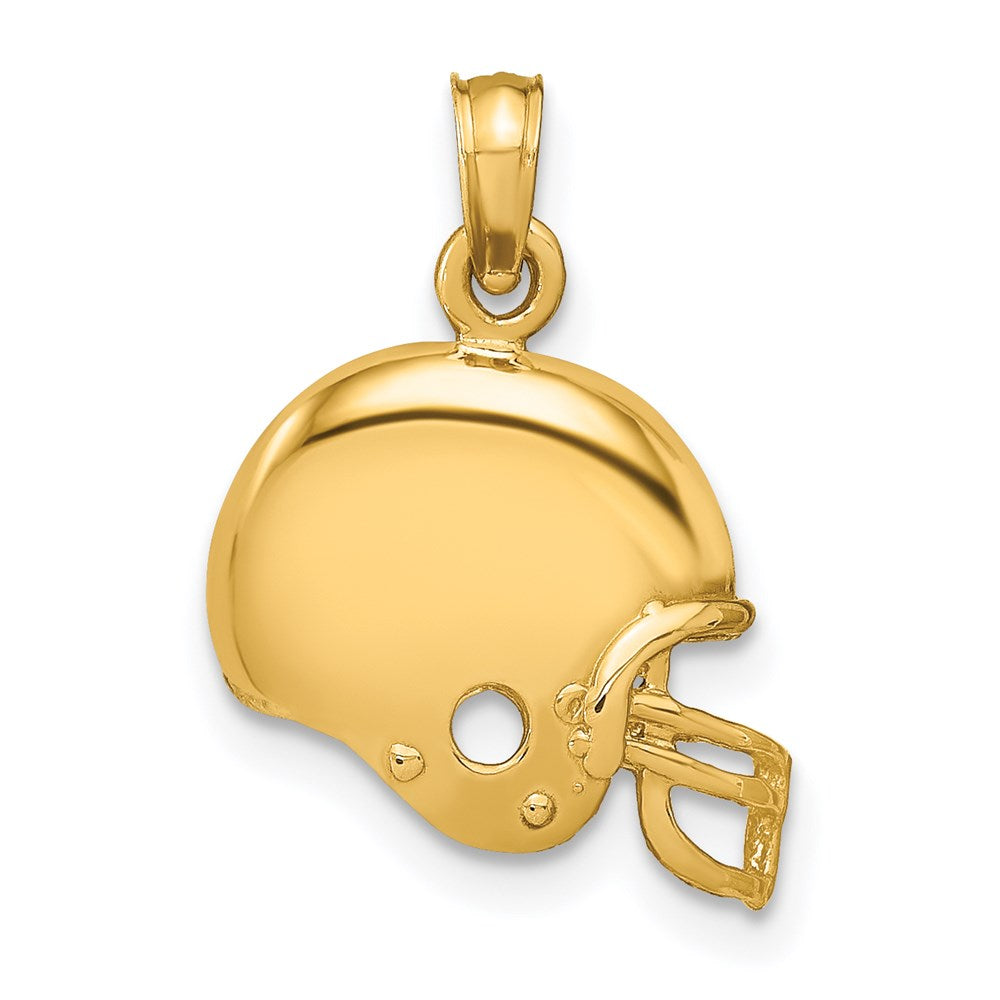 14k Yellow Gold Polished Football Helmet Pendant, 15mm, Item P11306 by The Black Bow Jewelry Co.