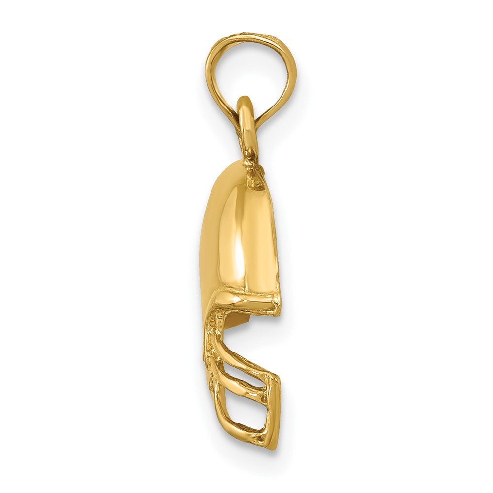 Alternate view of the 14k Yellow Gold Polished Football Helmet Pendant, 15mm by The Black Bow Jewelry Co.