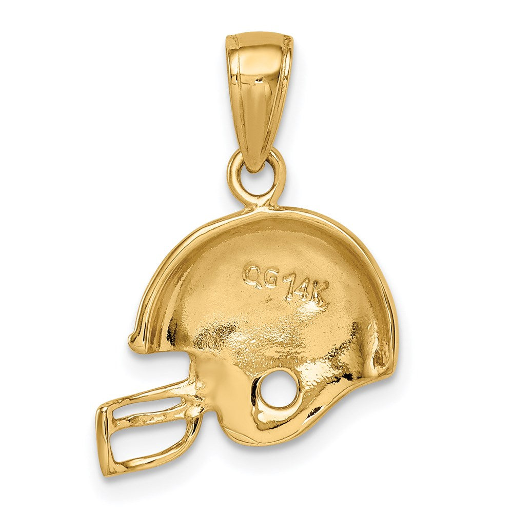 Alternate view of the 14k Yellow Gold Polished Football Helmet Pendant, 15mm by The Black Bow Jewelry Co.