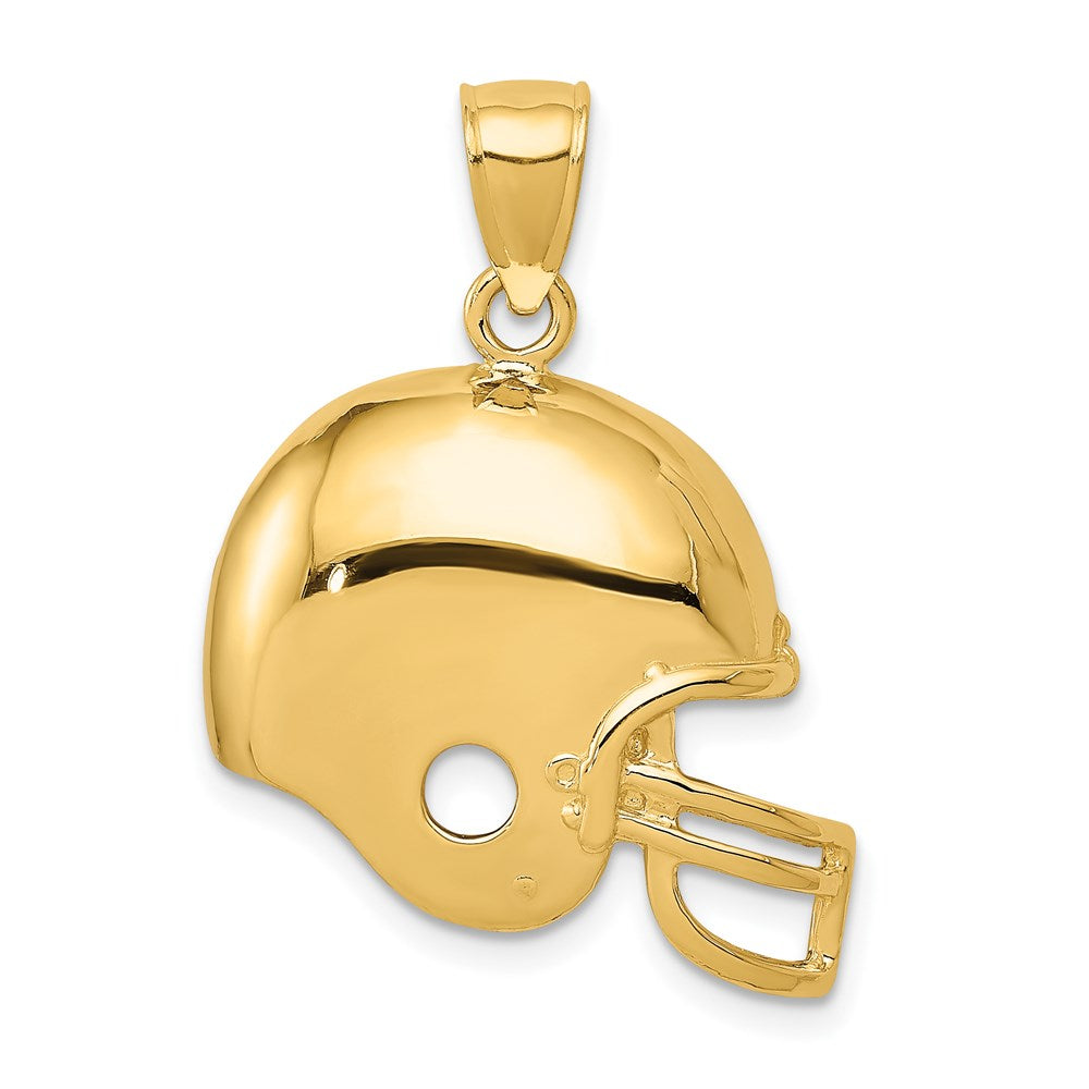 14k Yellow Gold Polished Football Helmet Pendant, 22mm, Item P11308 by The Black Bow Jewelry Co.