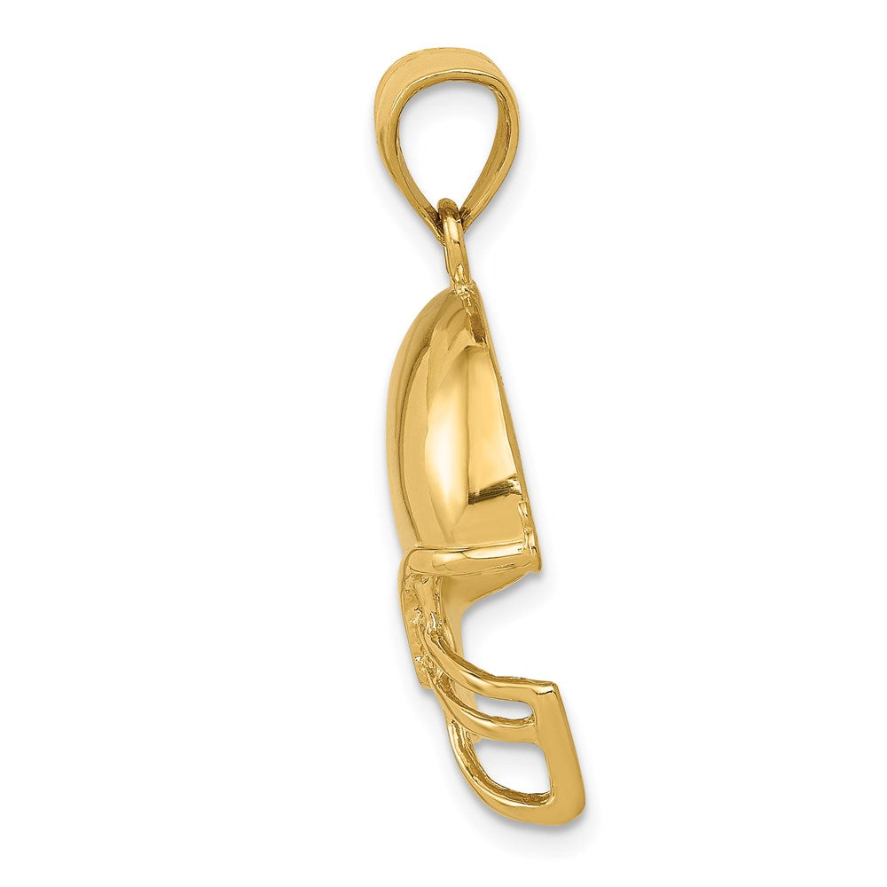 Alternate view of the 14k Yellow Gold Polished Football Helmet Pendant, 22mm by The Black Bow Jewelry Co.