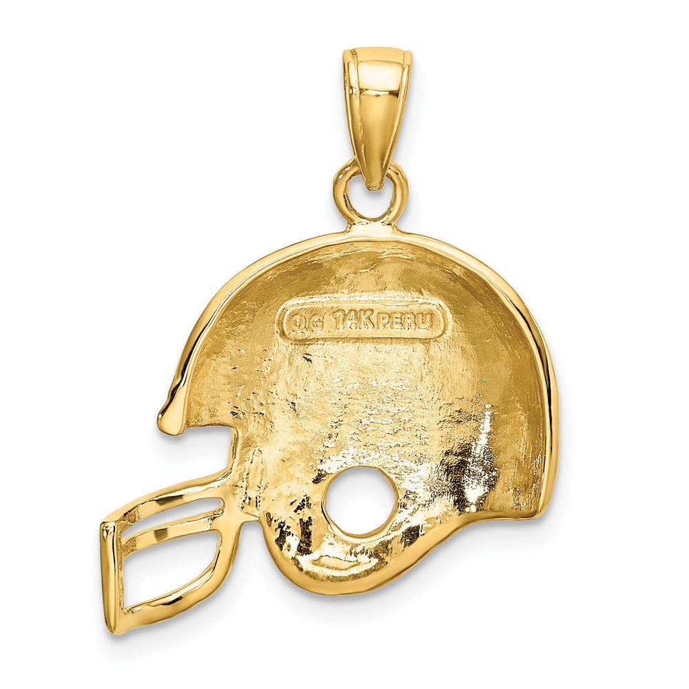 Alternate view of the 14k Yellow Gold Polished Football Helmet Pendant, 22mm by The Black Bow Jewelry Co.