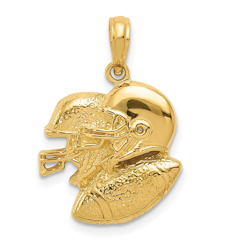 14k Yellow Gold Double Helmet and Football Pendant, Item P11310 by The Black Bow Jewelry Co.