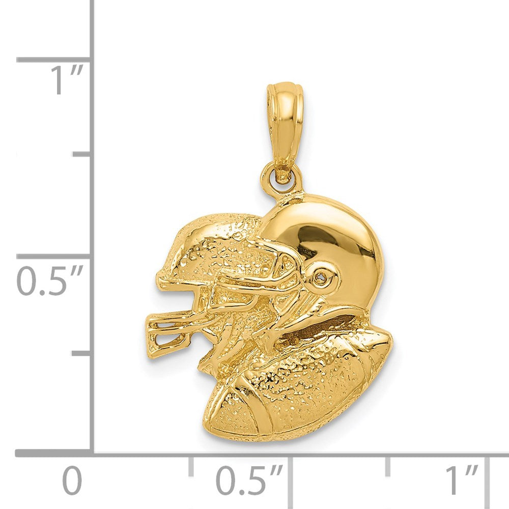 Alternate view of the 14k Yellow Gold Double Helmet and Football Pendant by The Black Bow Jewelry Co.