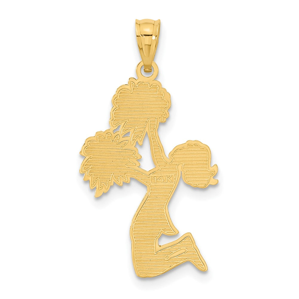 Alternate view of the 14k Yellow Gold Diamond Cut Cheerleader Pendant by The Black Bow Jewelry Co.