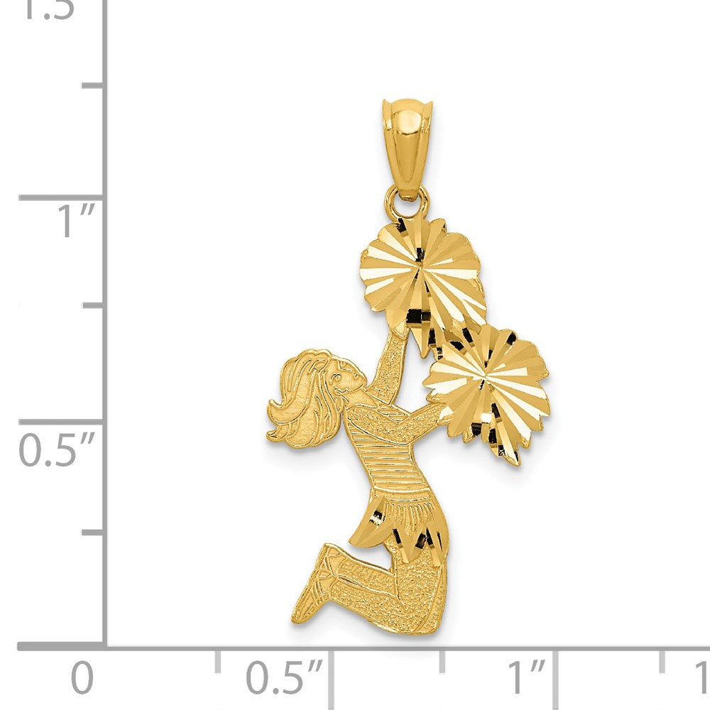 Alternate view of the 14k Yellow Gold Diamond Cut Cheerleader Pendant by The Black Bow Jewelry Co.
