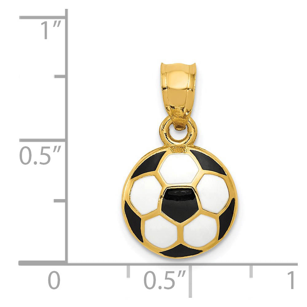 Alternate view of the 14k Yellow Gold & Enamel Domed Black & White Soccer Ball Pendant, 12mm by The Black Bow Jewelry Co.