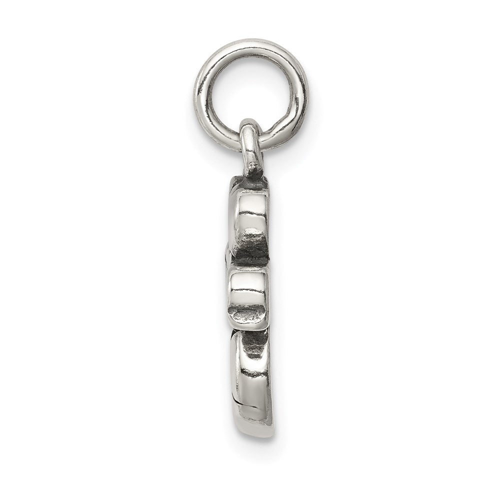 Alternate view of the Sterling Silver Antiqued I Heart Soccer Script Charm by The Black Bow Jewelry Co.