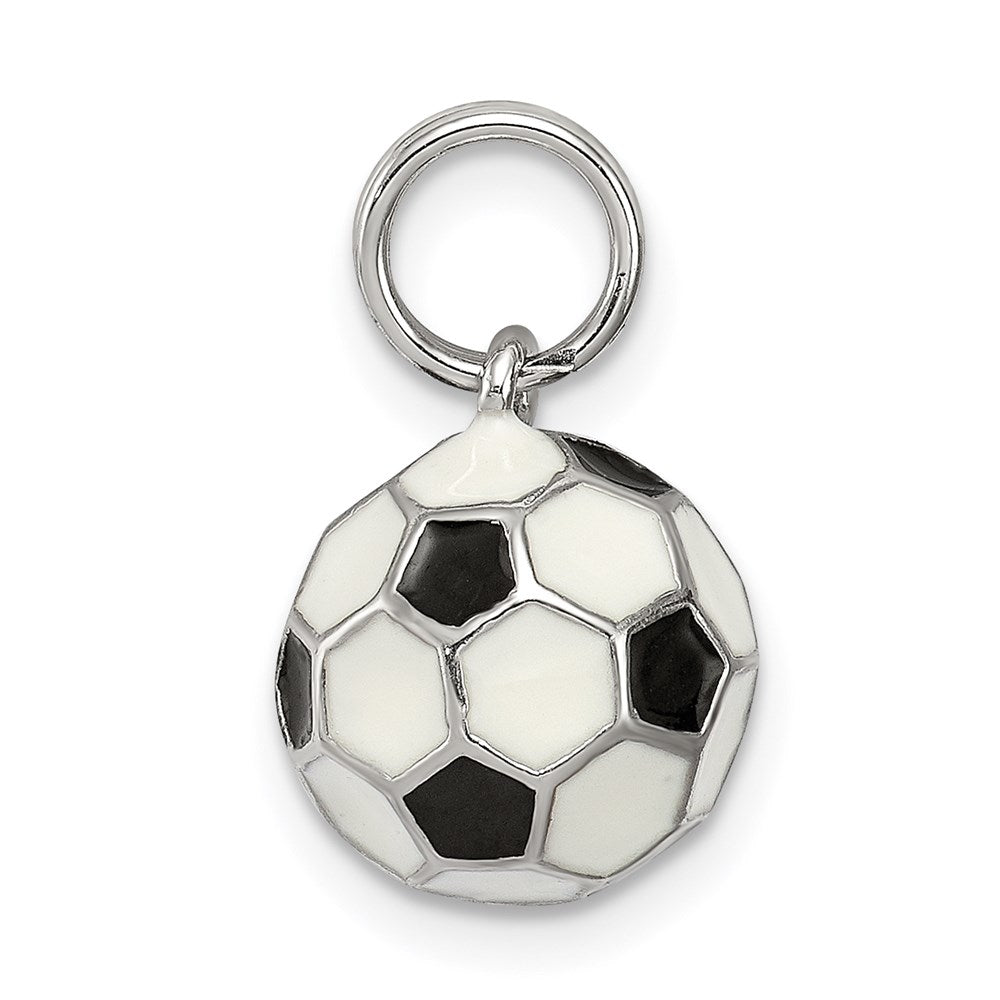 Alternate view of the Sterling Silver, Enameled Black and White Soccer Ball Charm, 10mm by The Black Bow Jewelry Co.