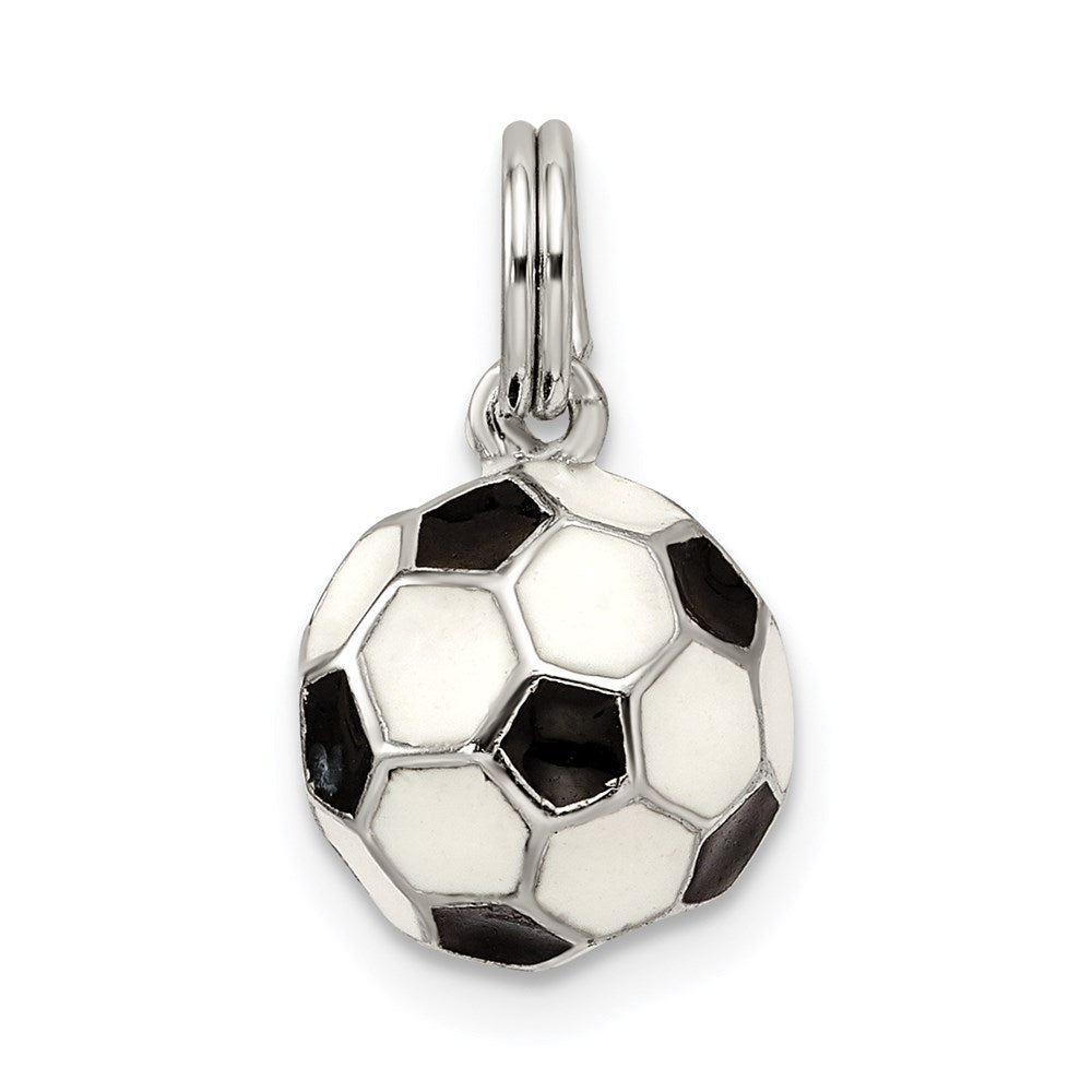Alternate view of the Sterling Silver, Enameled Black and White Soccer Ball Charm, 10mm by The Black Bow Jewelry Co.