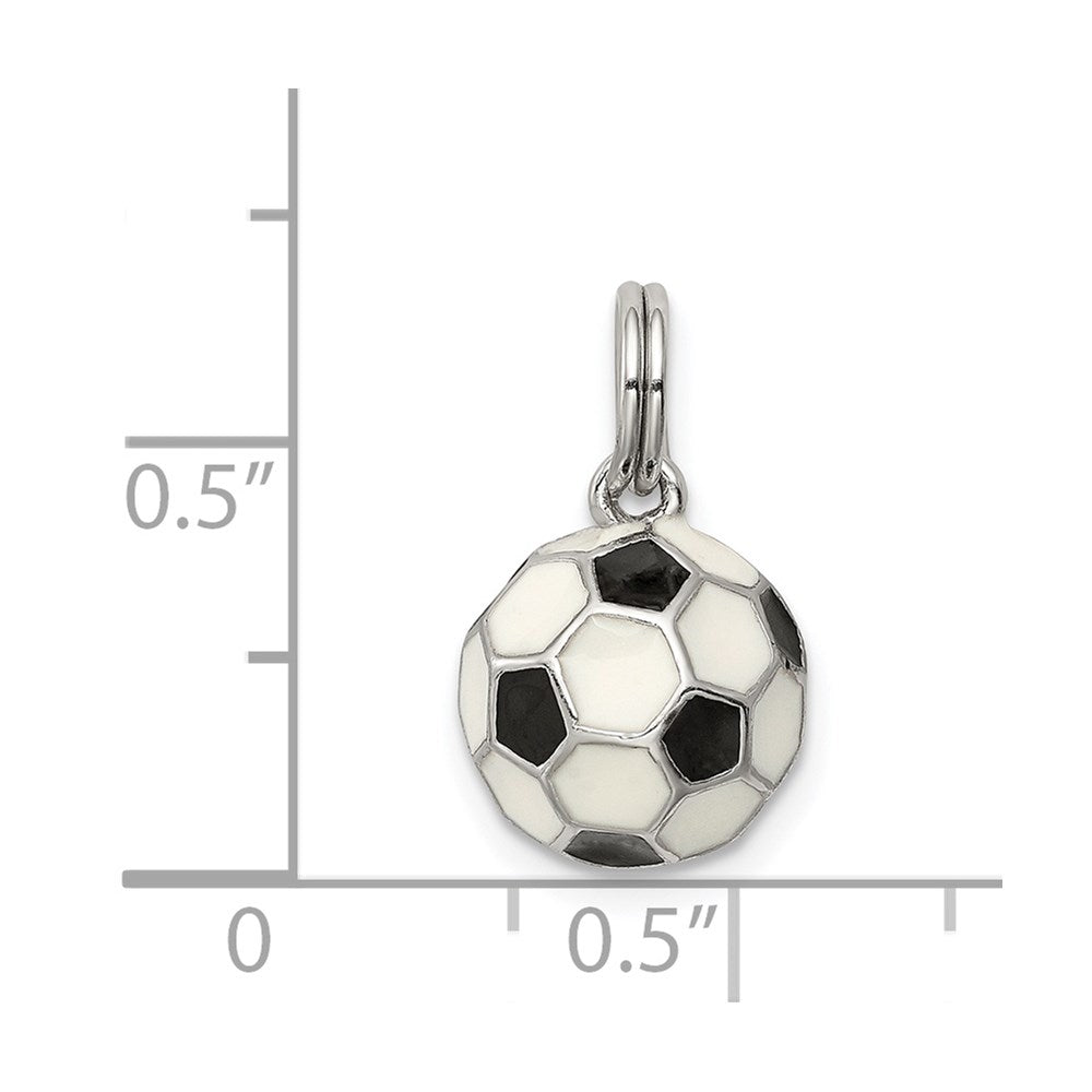 Alternate view of the Sterling Silver, Enameled Black and White Soccer Ball Charm, 10mm by The Black Bow Jewelry Co.