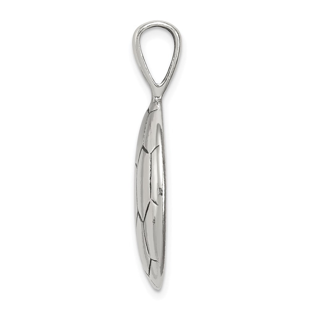 Alternate view of the Sterling Silver 22mm Domed Antiqued Soccer Ball Pendant by The Black Bow Jewelry Co.