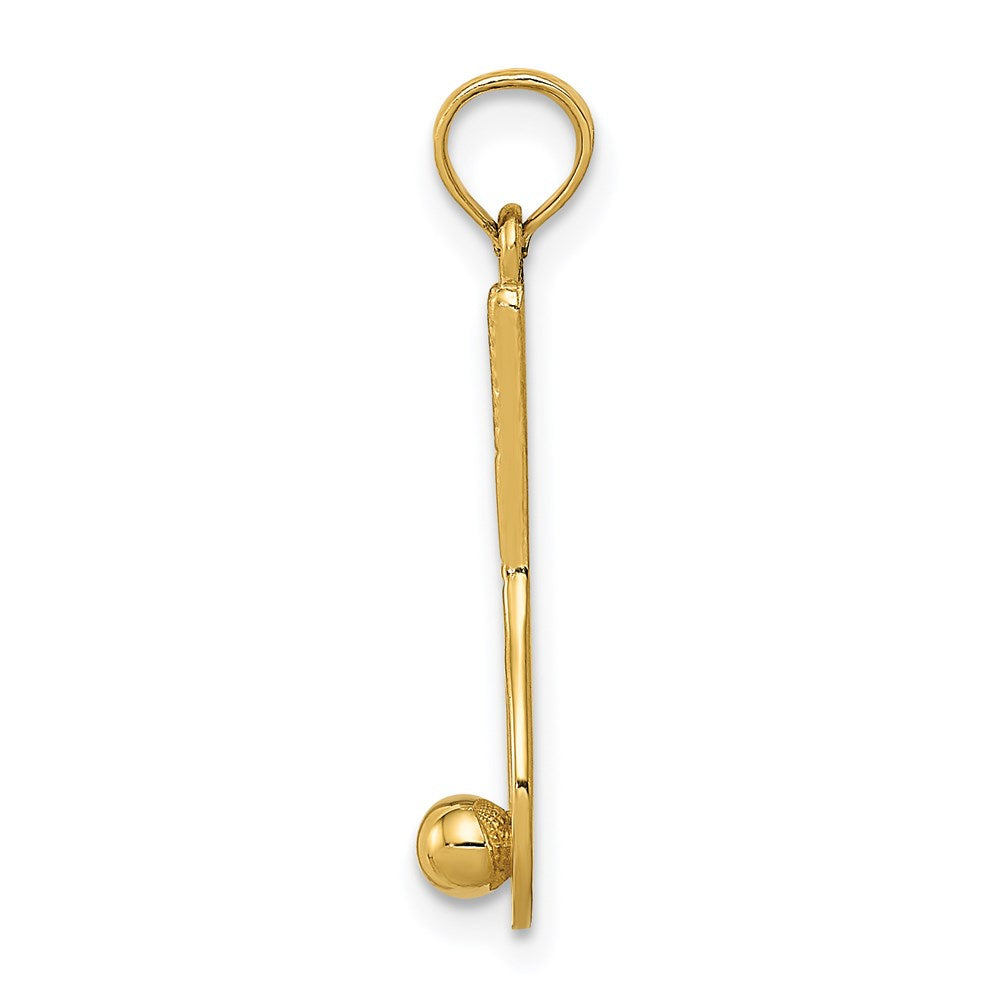 Alternate view of the 14k Yellow Gold Small 3D Tennis Racquet and Ball Pendant by The Black Bow Jewelry Co.