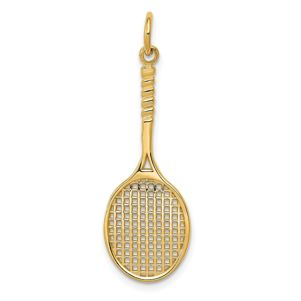 14k Yellow Gold Tennis Racquet Pendant, Item P11365 by The Black Bow Jewelry Co.
