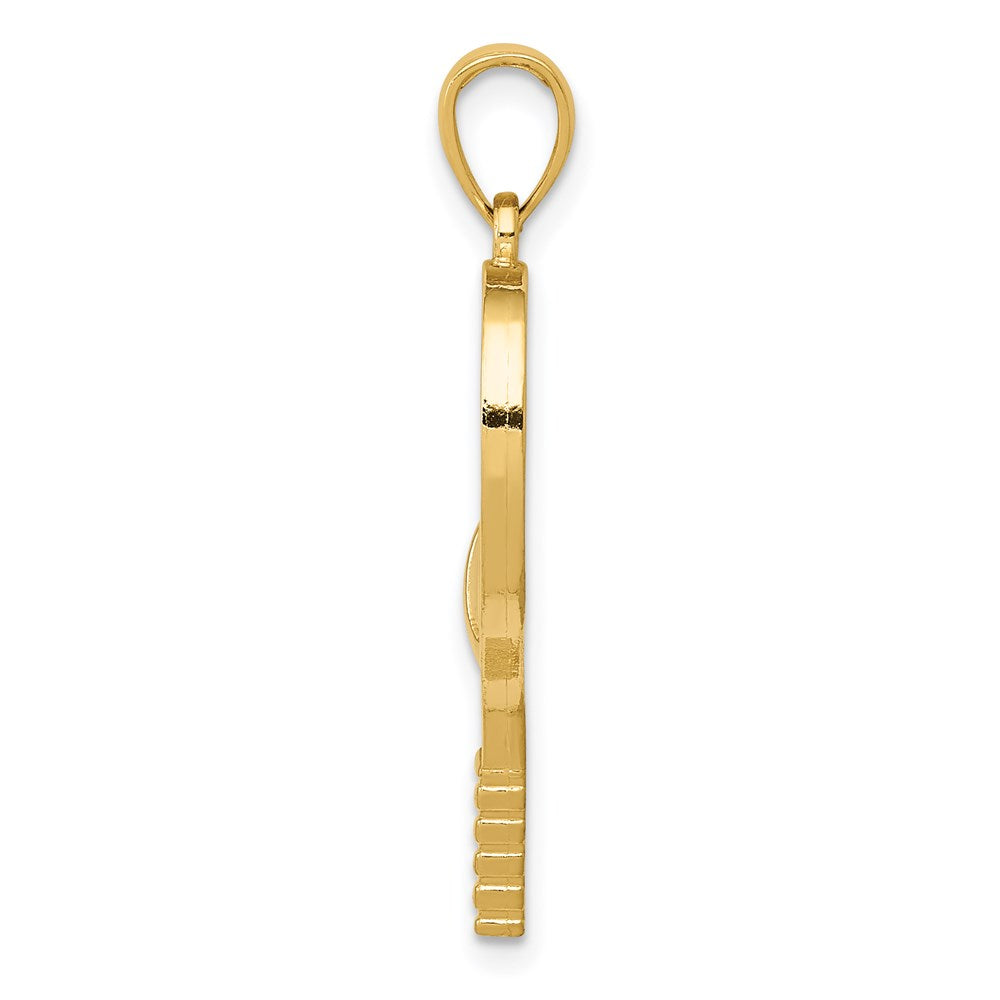 Alternate view of the 14k Yellow Gold Diamond Cut Tennis Racquet and Ball Pendant by The Black Bow Jewelry Co.