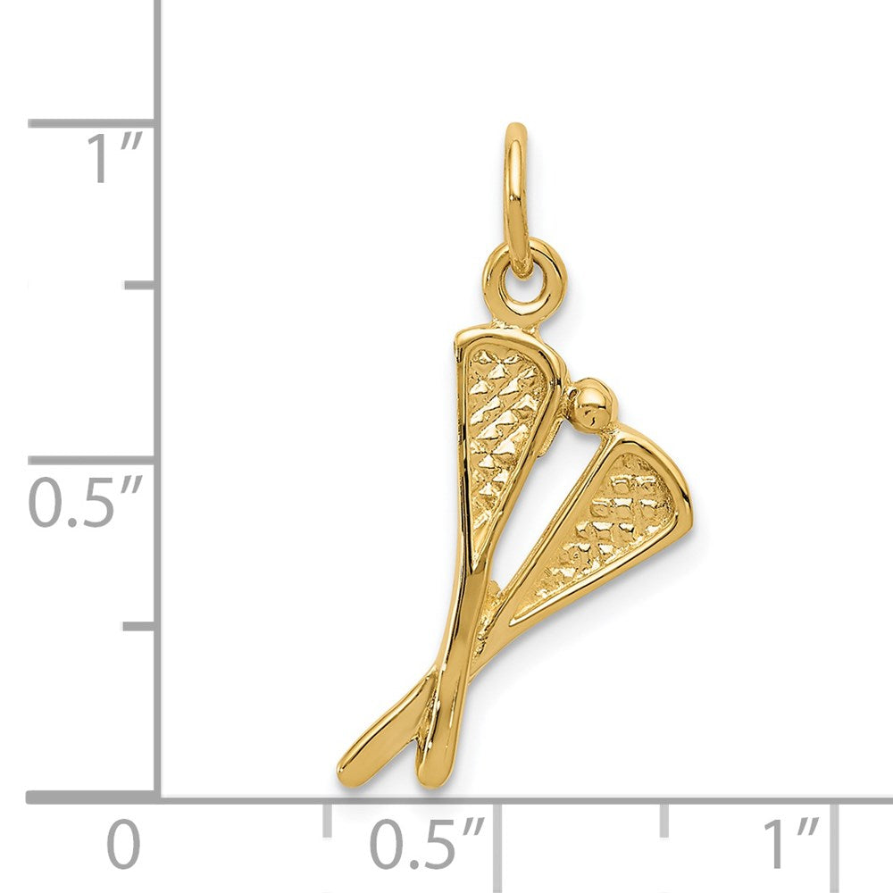Alternate view of the 14k Yellow Gold Lacrosse Sticks Charm or Pendant by The Black Bow Jewelry Co.