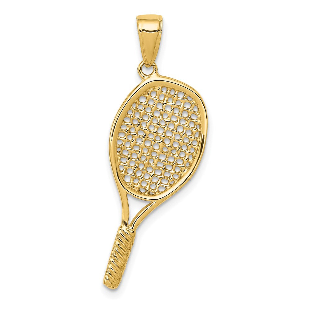 14k Yellow Gold 3D Polished Racquetball Pendant, Item P11383 by The Black Bow Jewelry Co.