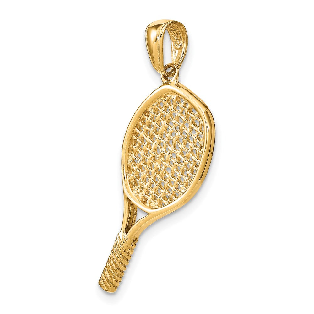 Alternate view of the 14k Yellow Gold 3D Polished Racquetball Pendant by The Black Bow Jewelry Co.