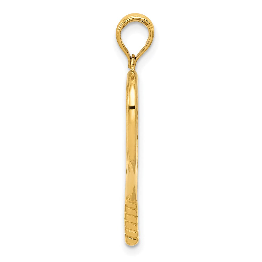 Alternate view of the 14k Yellow Gold Three Dimensional Racquetball Pendant by The Black Bow Jewelry Co.