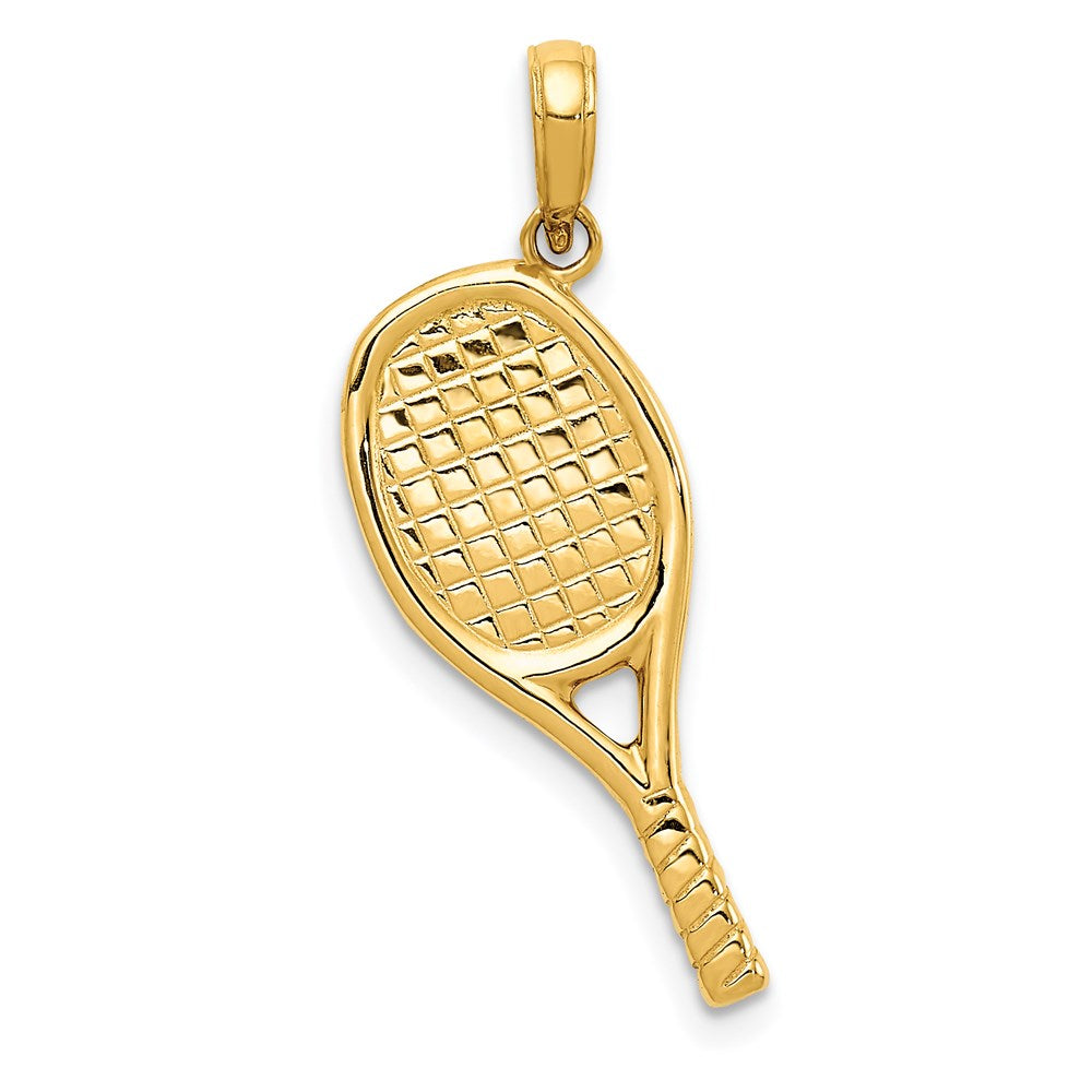 Alternate view of the 14k Yellow Gold Three Dimensional Racquetball Pendant by The Black Bow Jewelry Co.