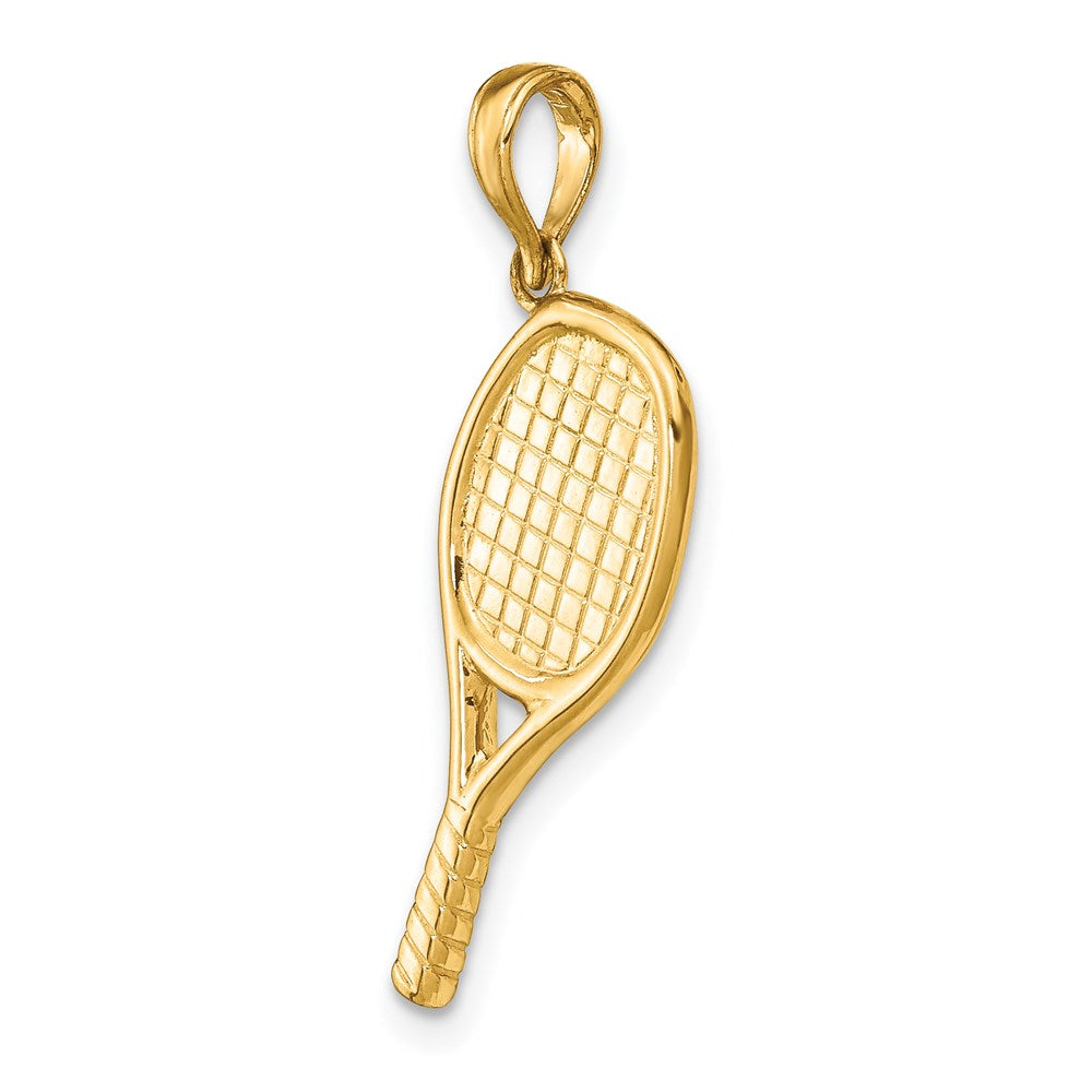 Alternate view of the 14k Yellow Gold Three Dimensional Racquetball Pendant by The Black Bow Jewelry Co.
