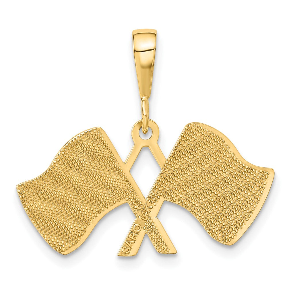 Alternate view of the 14k Yellow Gold Checkered Racing Flags Pendant by The Black Bow Jewelry Co.
