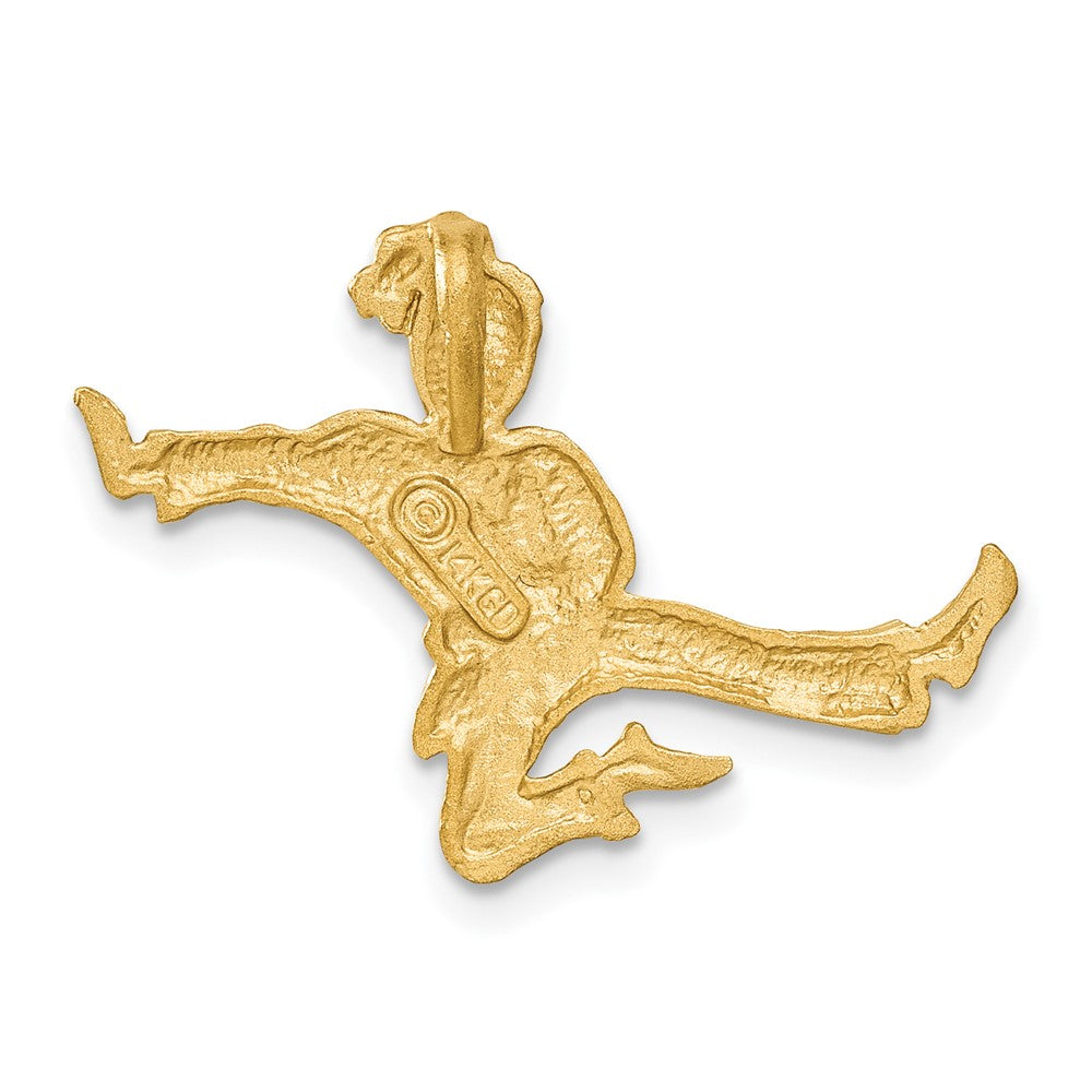 Alternate view of the 14k Yellow Gold Female Karate Kicker Pendant by The Black Bow Jewelry Co.