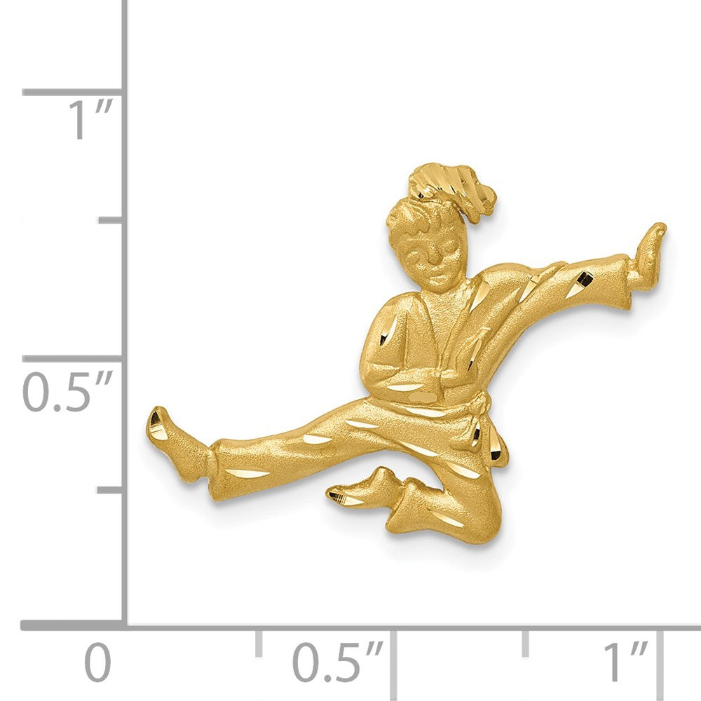 Alternate view of the 14k Yellow Gold Female Karate Kicker Pendant by The Black Bow Jewelry Co.