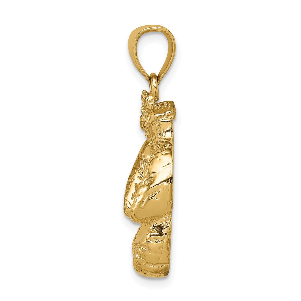 Alternate view of the 14k Yellow Gold Large Polished Boxing Gloves Pendant by The Black Bow Jewelry Co.