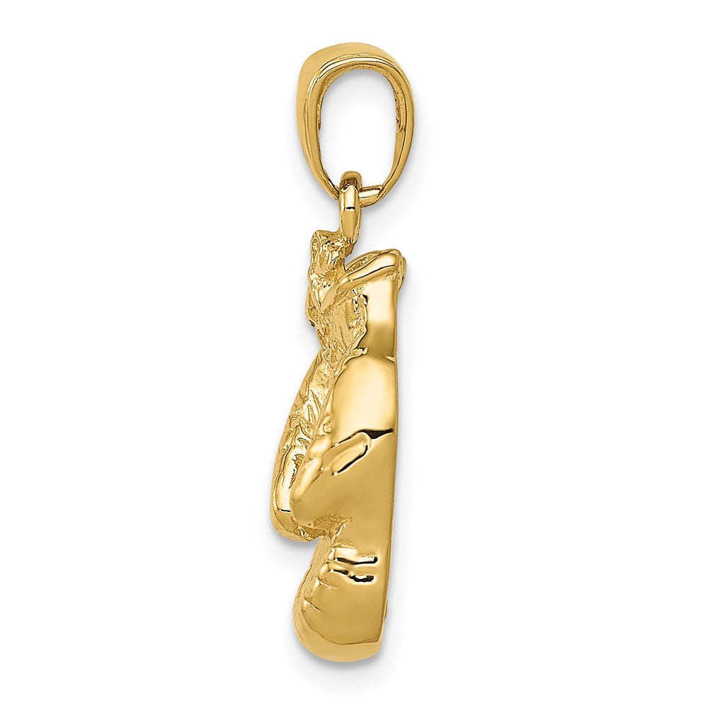 Alternate view of the 14k Yellow Gold Small Polished Boxing Gloves Pendant by The Black Bow Jewelry Co.